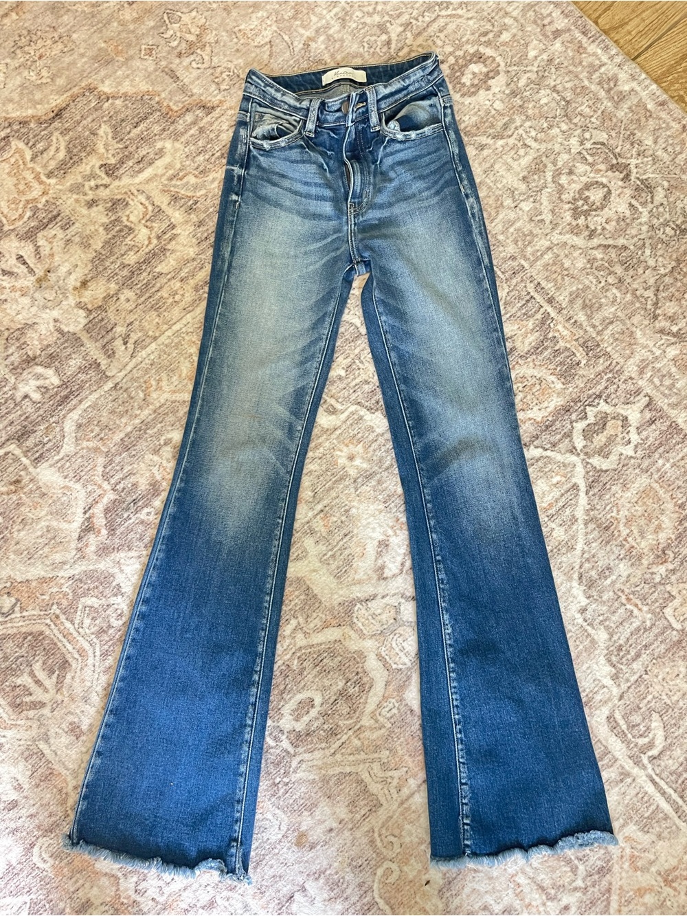 Kancan Women’s Blue Flared Jeans - Classic Mid Wash